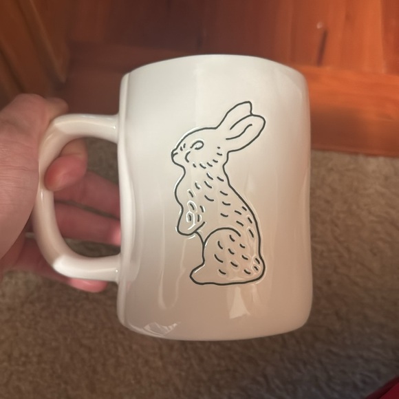 Rae Dunn Cream Mug with 'Follow the Bunny' Text double sided DS - Picture 3 of 5